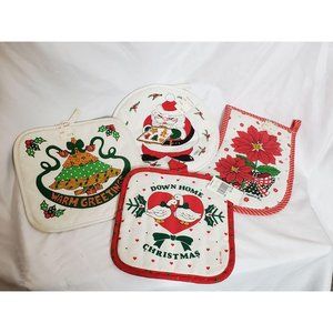 Vintage Christmas Pot Holders NOS Set of 4
